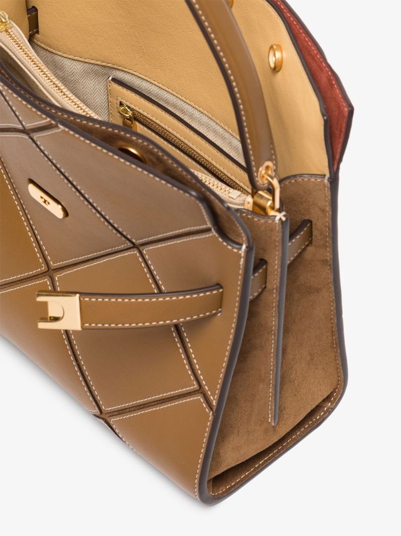 Brown Lee Radziwill Diamond Leather Tote Bag