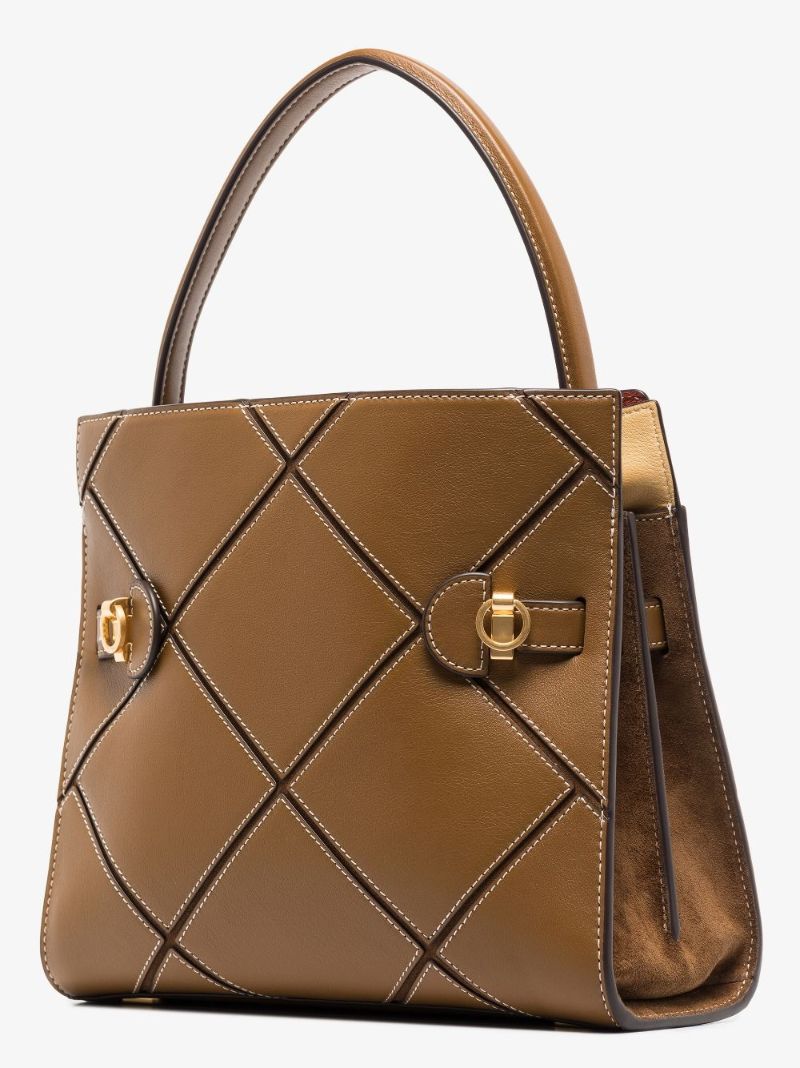 Brown Lee Radziwill Diamond Leather Tote Bag
