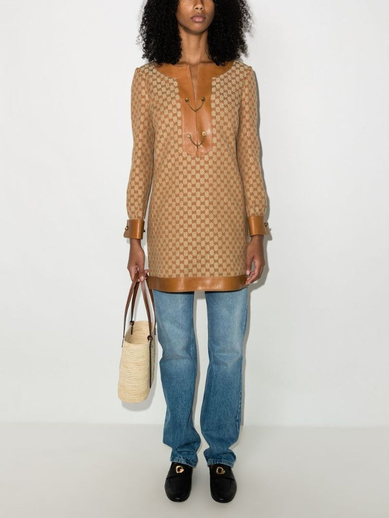 Gg Logo Print Shift Dress