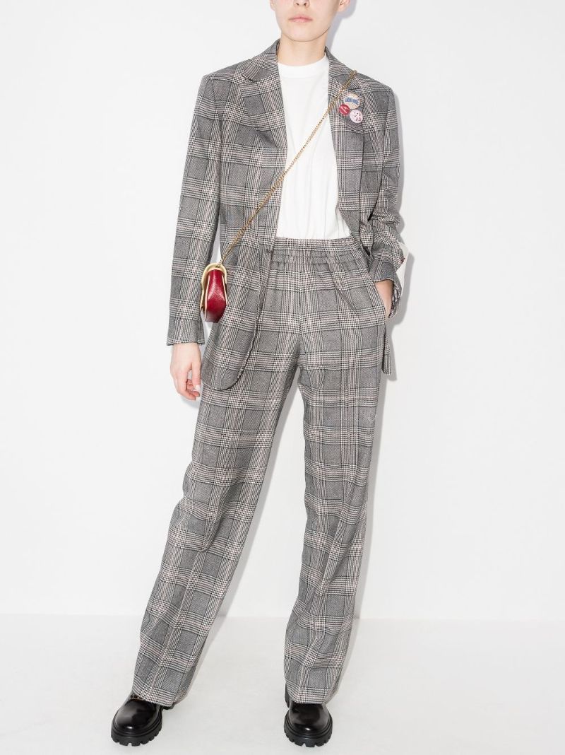Check High Waist Trousers