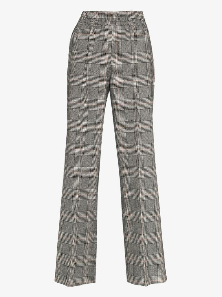 Check High Waist Trousers