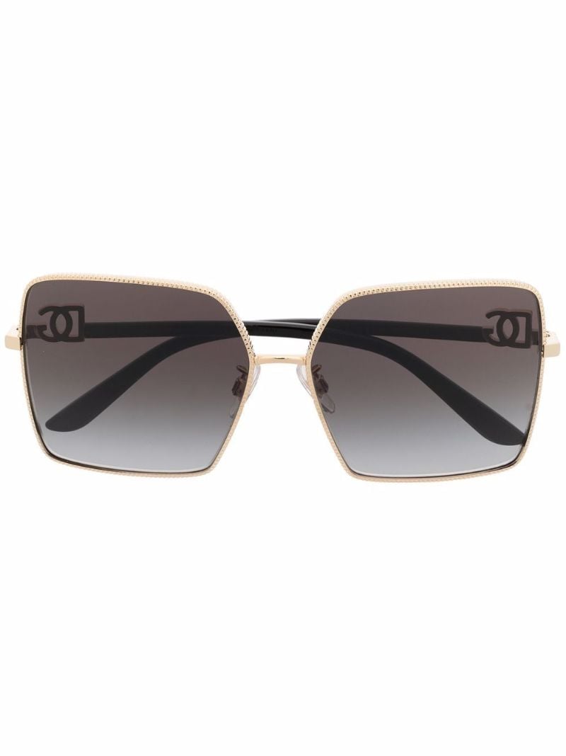 Gold Tone Logo Plaque Sunglasses