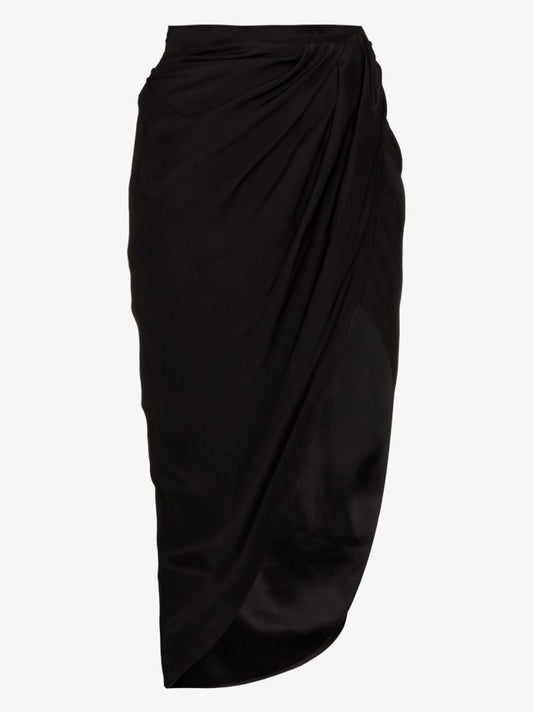 Paita Draped Asymmetric Silk Skirt