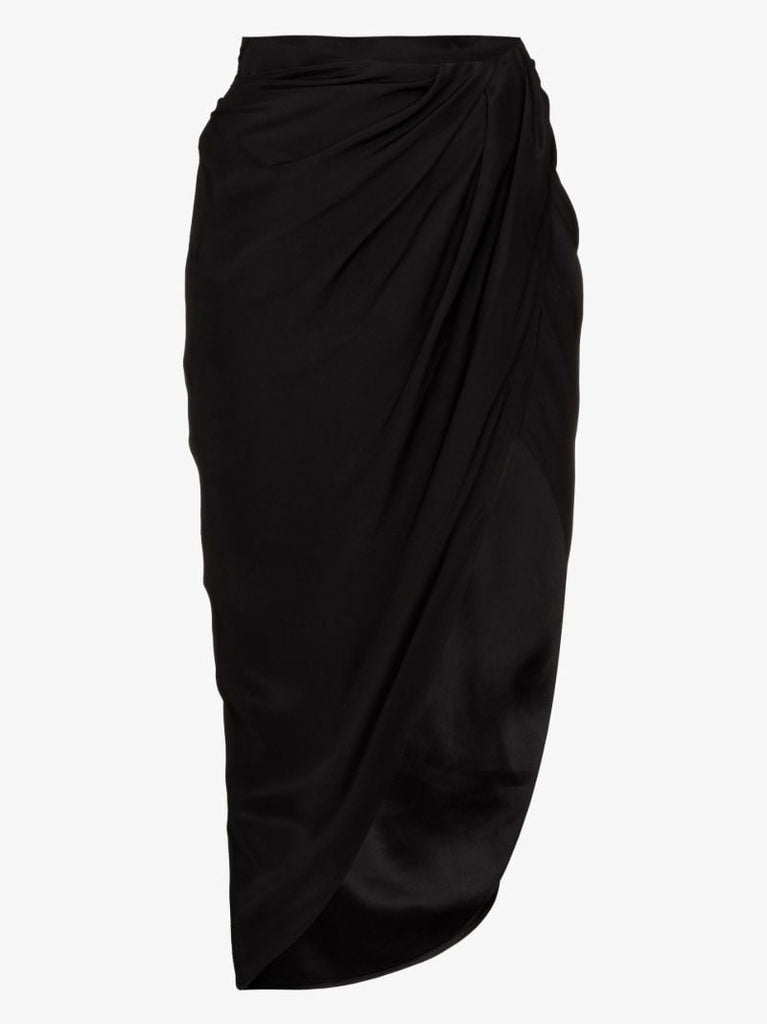 Paita Draped Asymmetric Silk Skirt