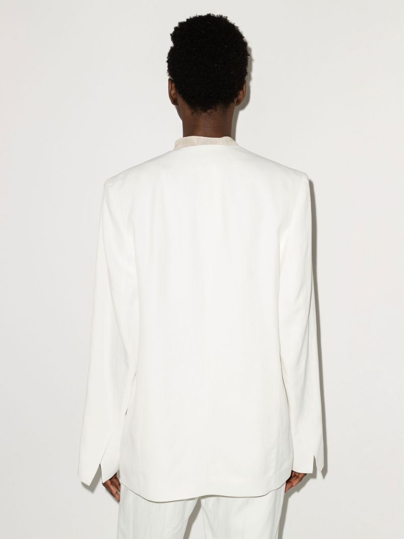 Collarless Single-breasted Blazer