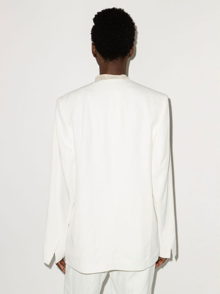 Collarless Single-breasted Blazer
