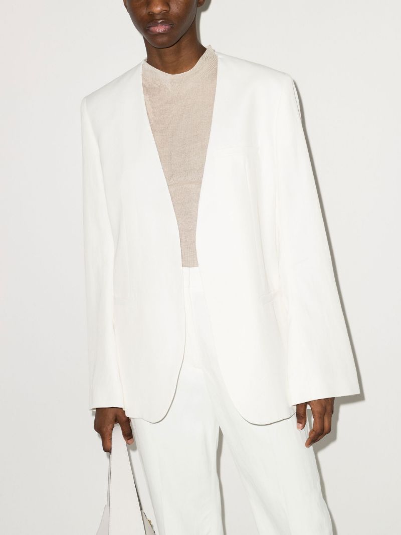 Collarless Single-breasted Blazer