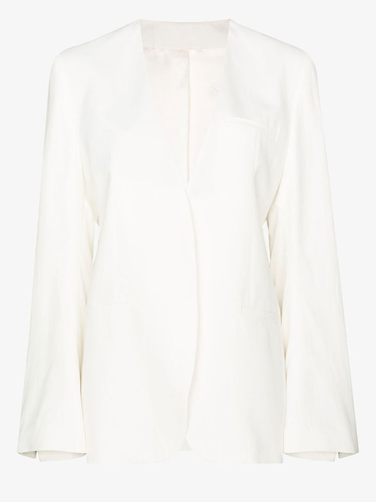 Collarless Single-breasted Blazer