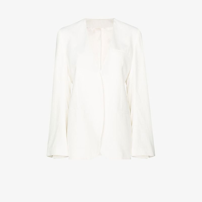 Collarless Single-breasted Blazer
