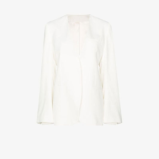 Collarless Single-breasted Blazer