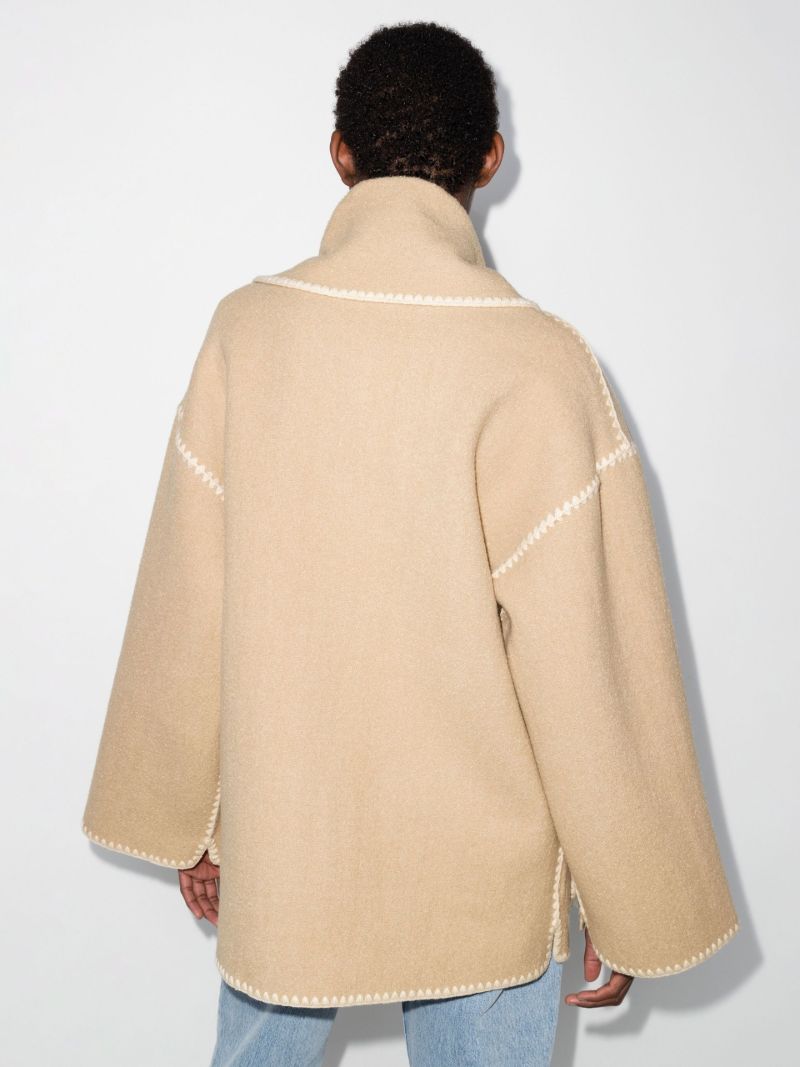 Embroidered Scarf Button-front Jacket