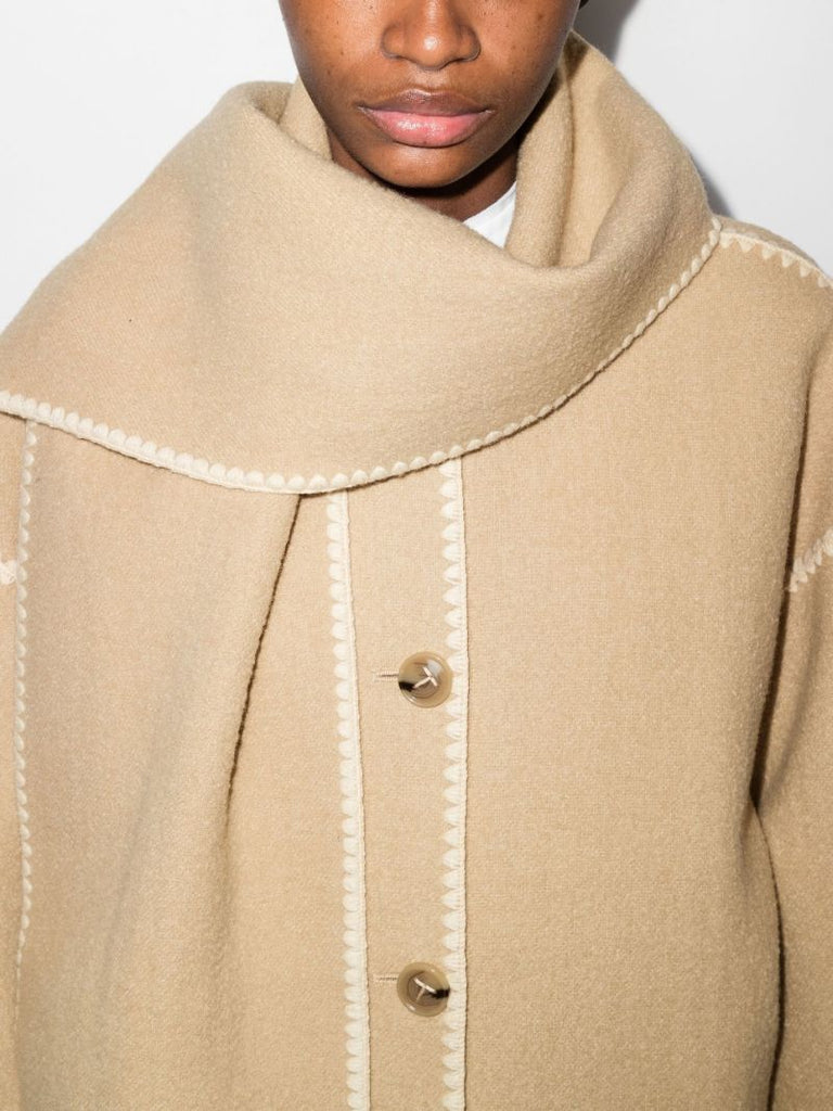 Embroidered Scarf Button-front Jacket