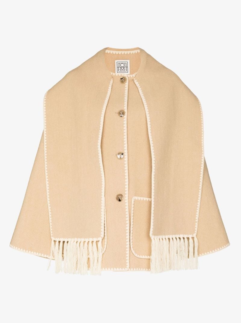 Embroidered Scarf Button-front Jacket
