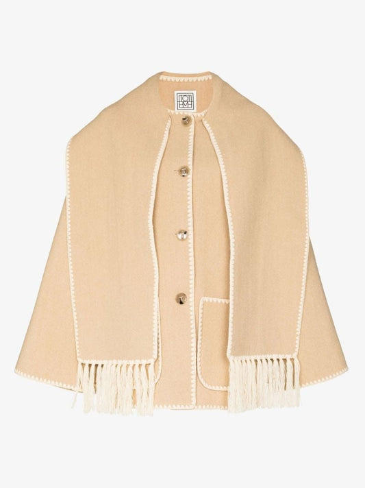 Embroidered Scarf Button-front Jacket