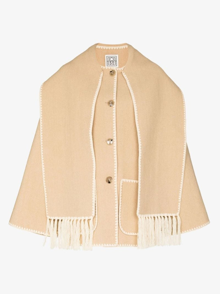 Embroidered Scarf Button-front Jacket