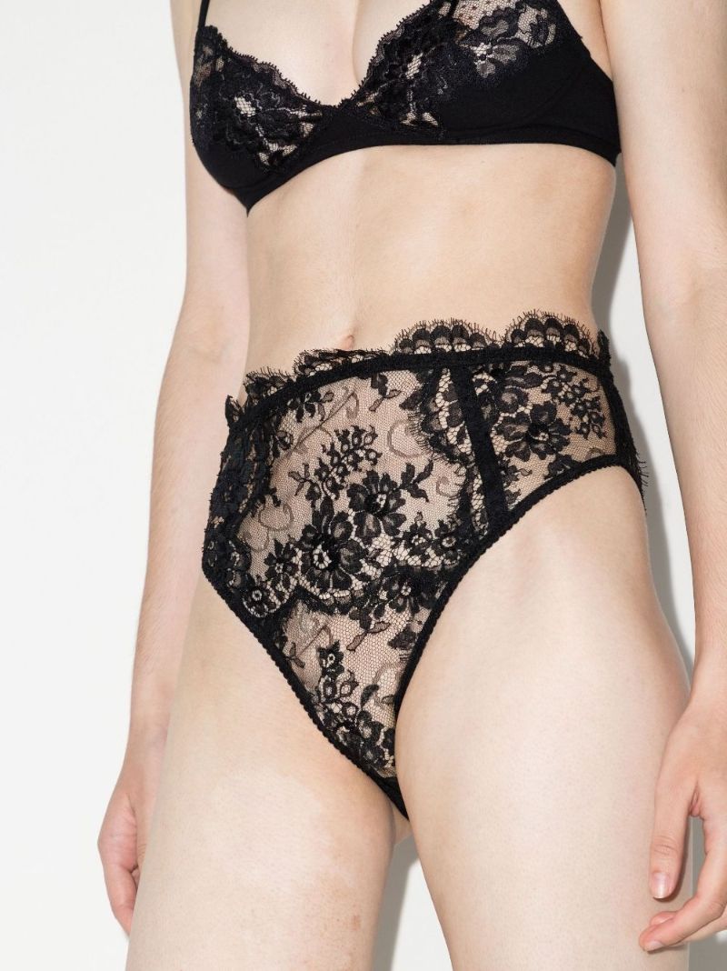 Black Lace High Waist Briefs