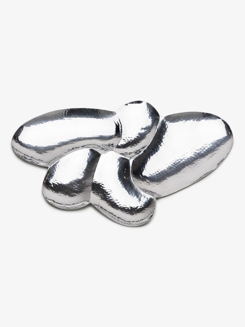 Silver Tone Cloud Hammered Platter