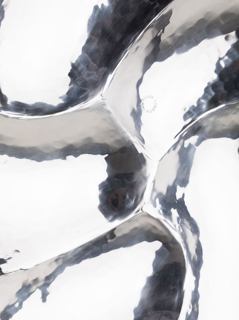 Silver Tone Cloud Hammered Platter