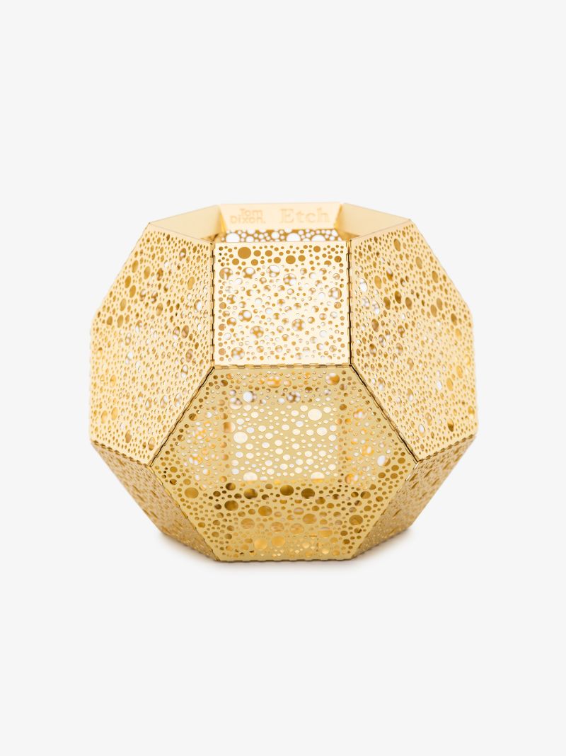 Gold Tone Etch Tea Light Holder