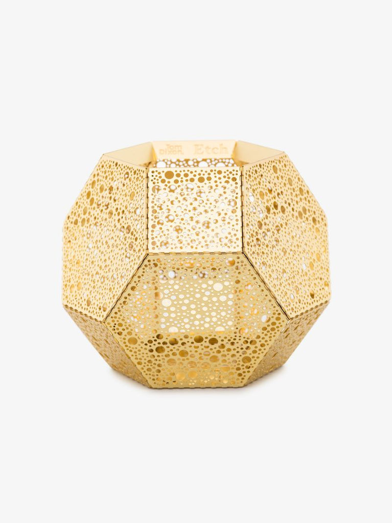Gold Tone Etch Tea Light Holder