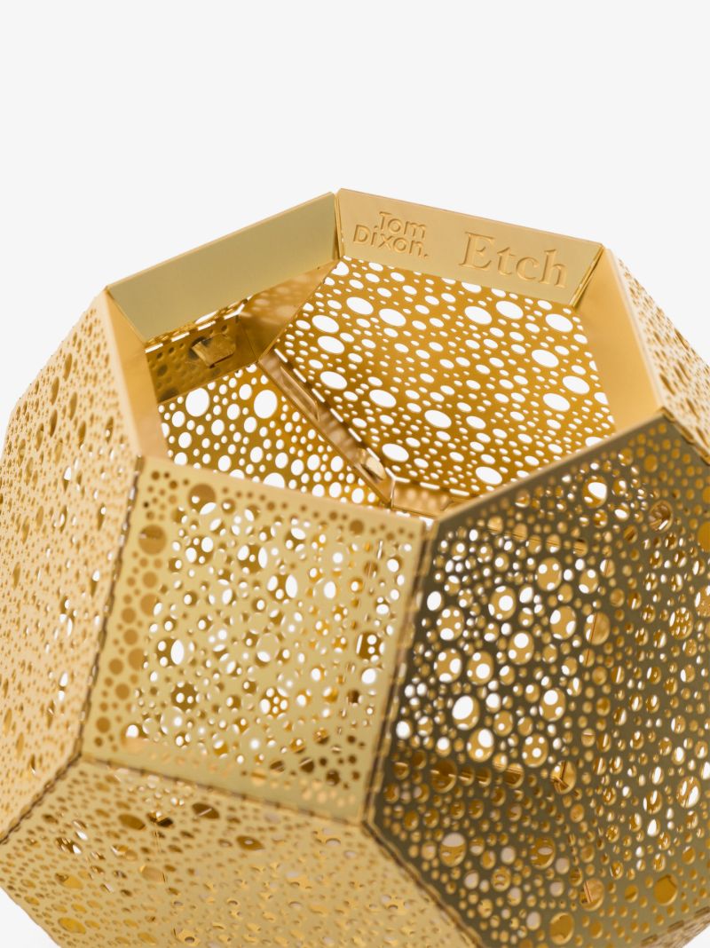 Gold Tone Etch Tea Light Holder
