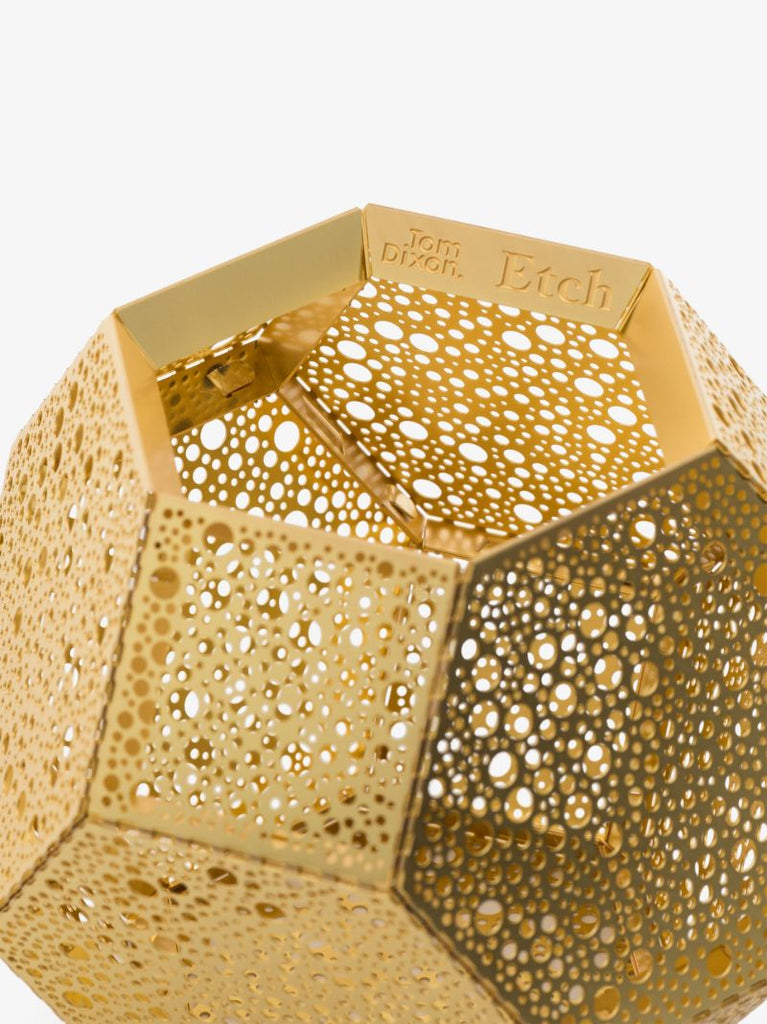 Gold Tone Etch Tea Light Holder