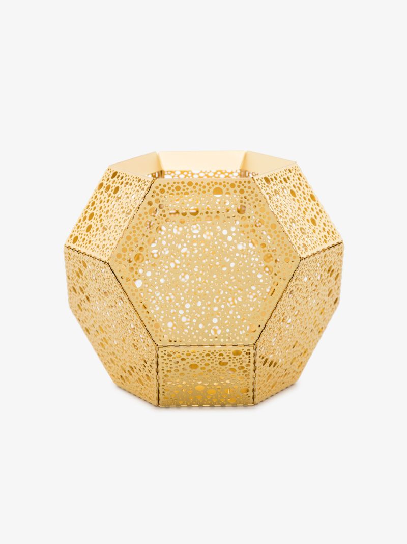 Gold Tone Etch Tea Light Holder