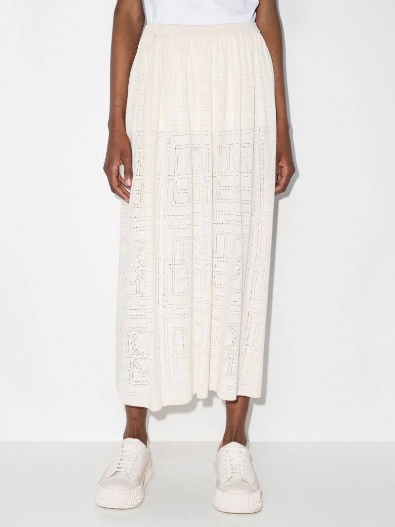 Neutral Monogram Pointelle Midi Skirt