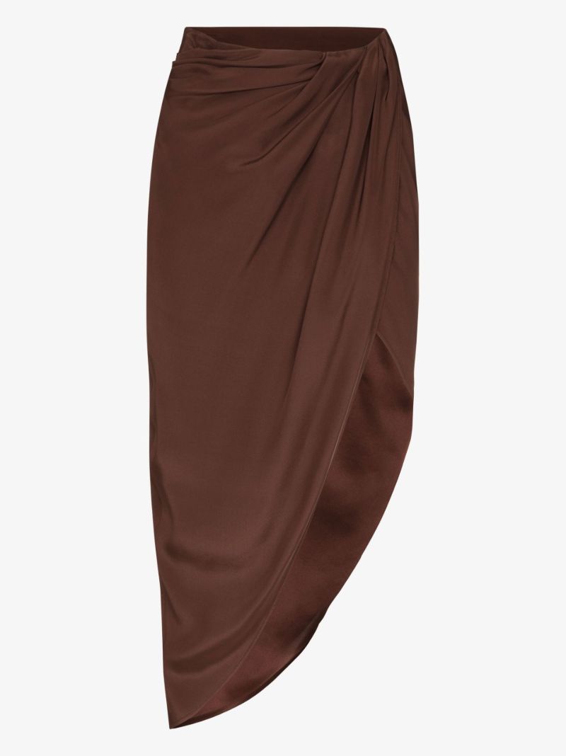 Paita Draped Asymmetric Silk Skirt