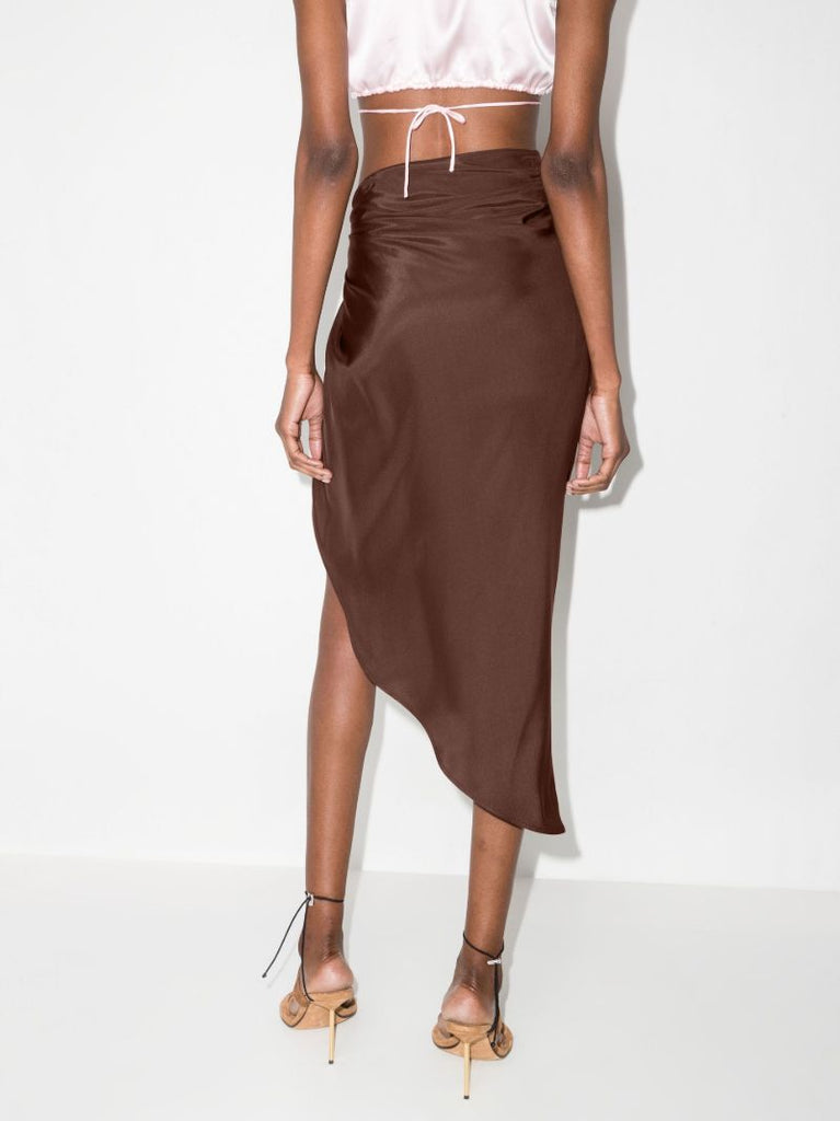Paita Draped Asymmetric Silk Skirt