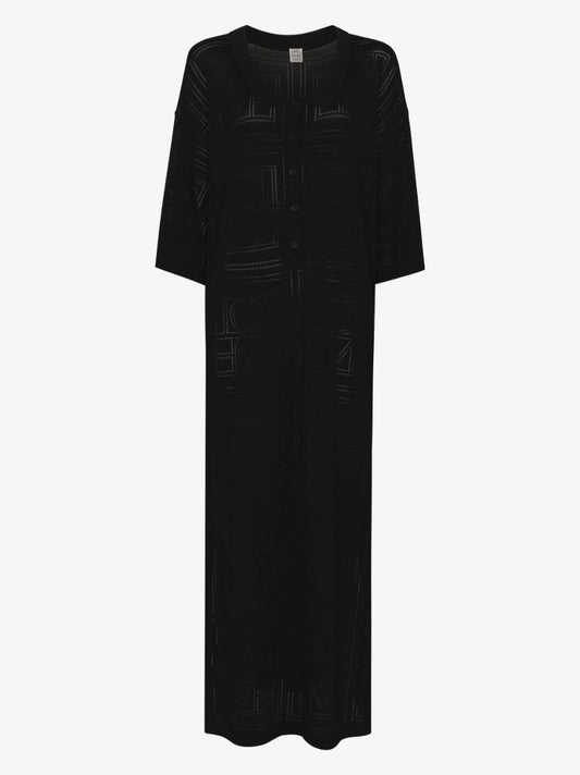 Black Monogram Pointelle Dress