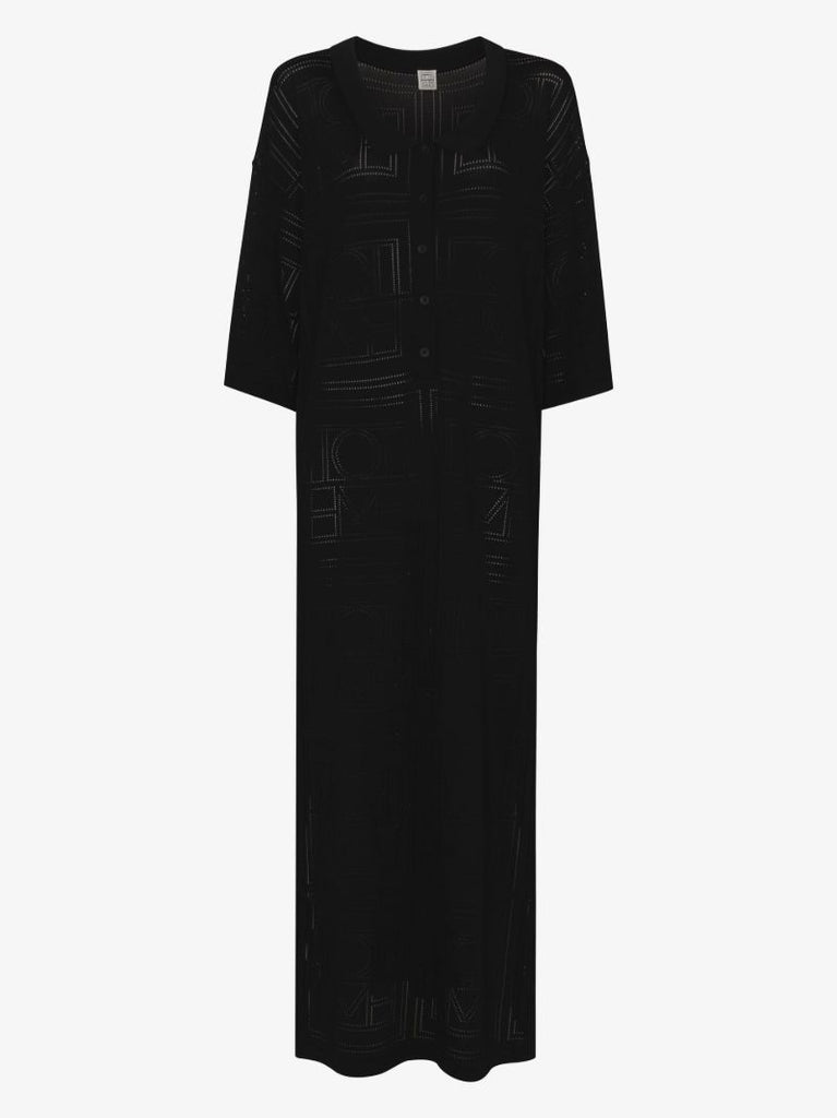 Black Monogram Pointelle Dress