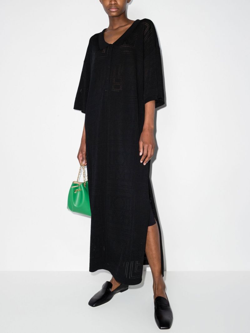Black Monogram Pointelle Dress
