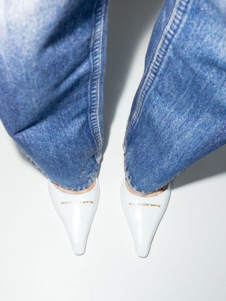 White Viola 105 Leather Pumps