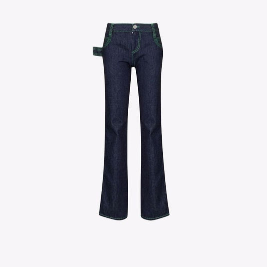 Contrast Stitch Straight Leg Jeans