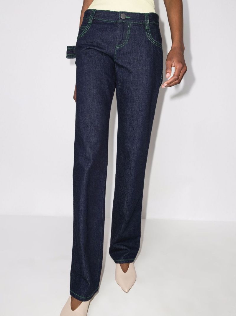 Contrast Stitch Straight Leg Jeans