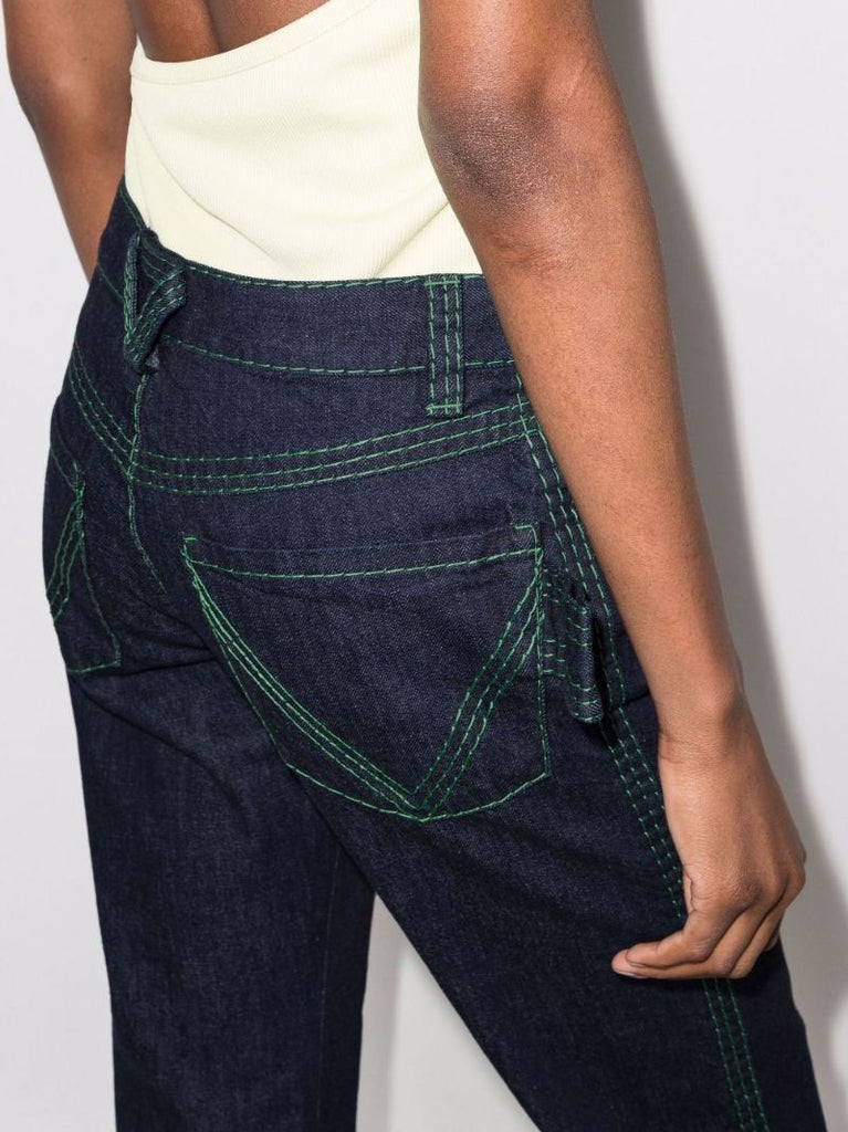 Contrast Stitch Straight Leg Jeans