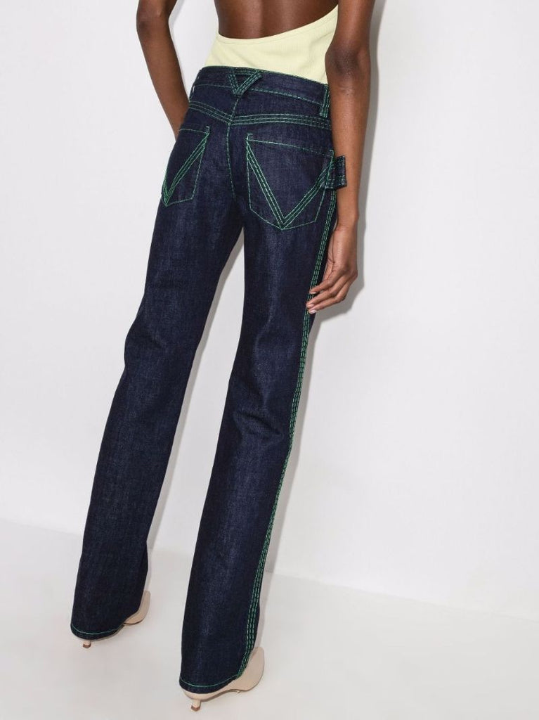 Contrast Stitch Straight Leg Jeans