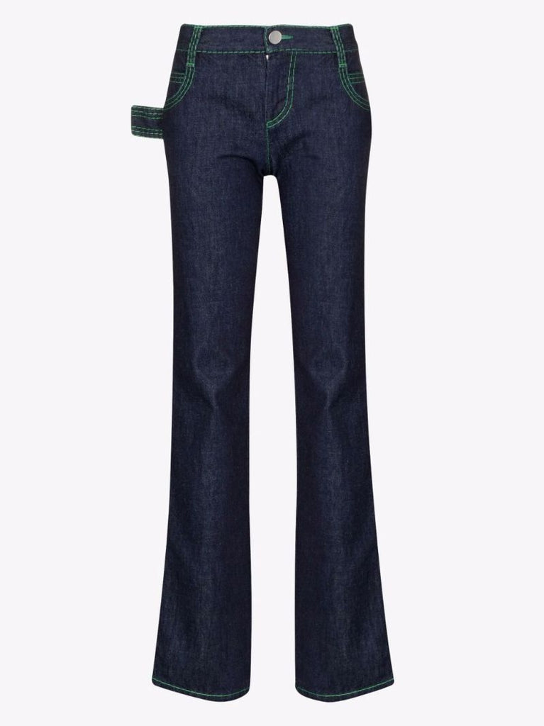 Contrast Stitch Straight Leg Jeans