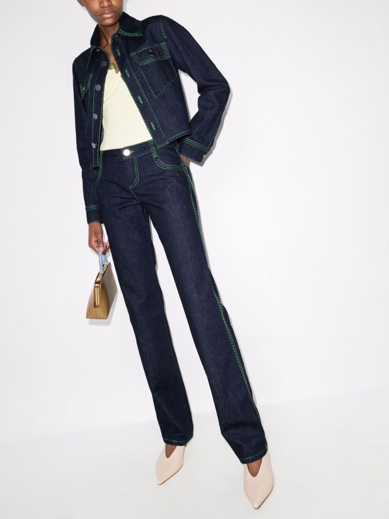 Contrast Stitch Straight Leg Jeans