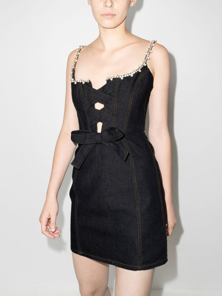 Embellished Denim Mini Dress