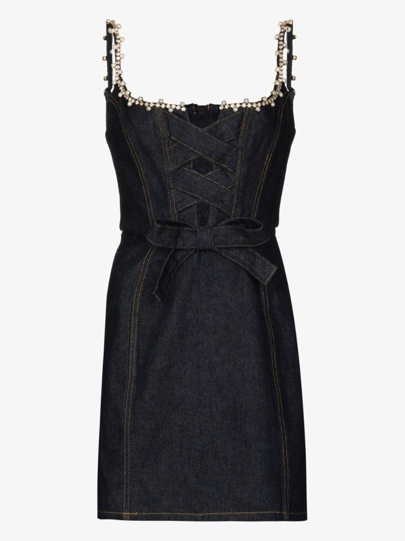 Embellished Denim Mini Dress