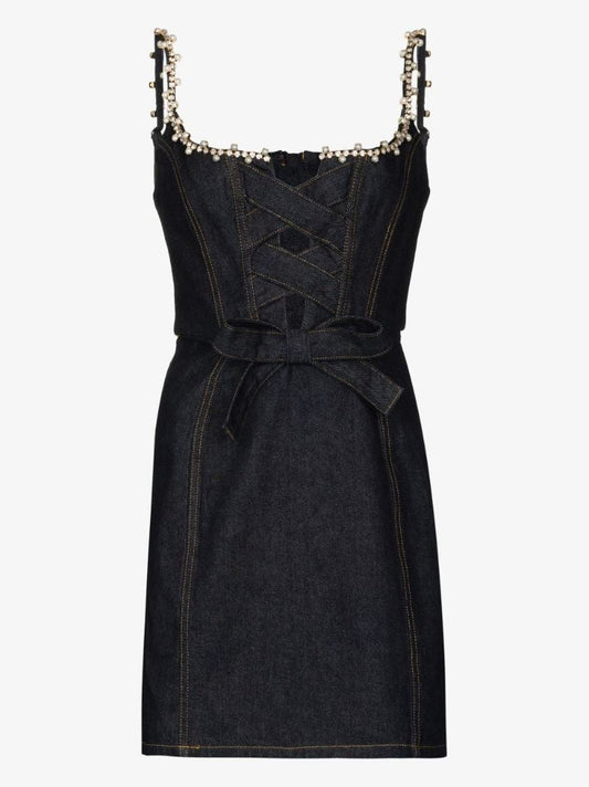 Embellished Denim Mini Dress