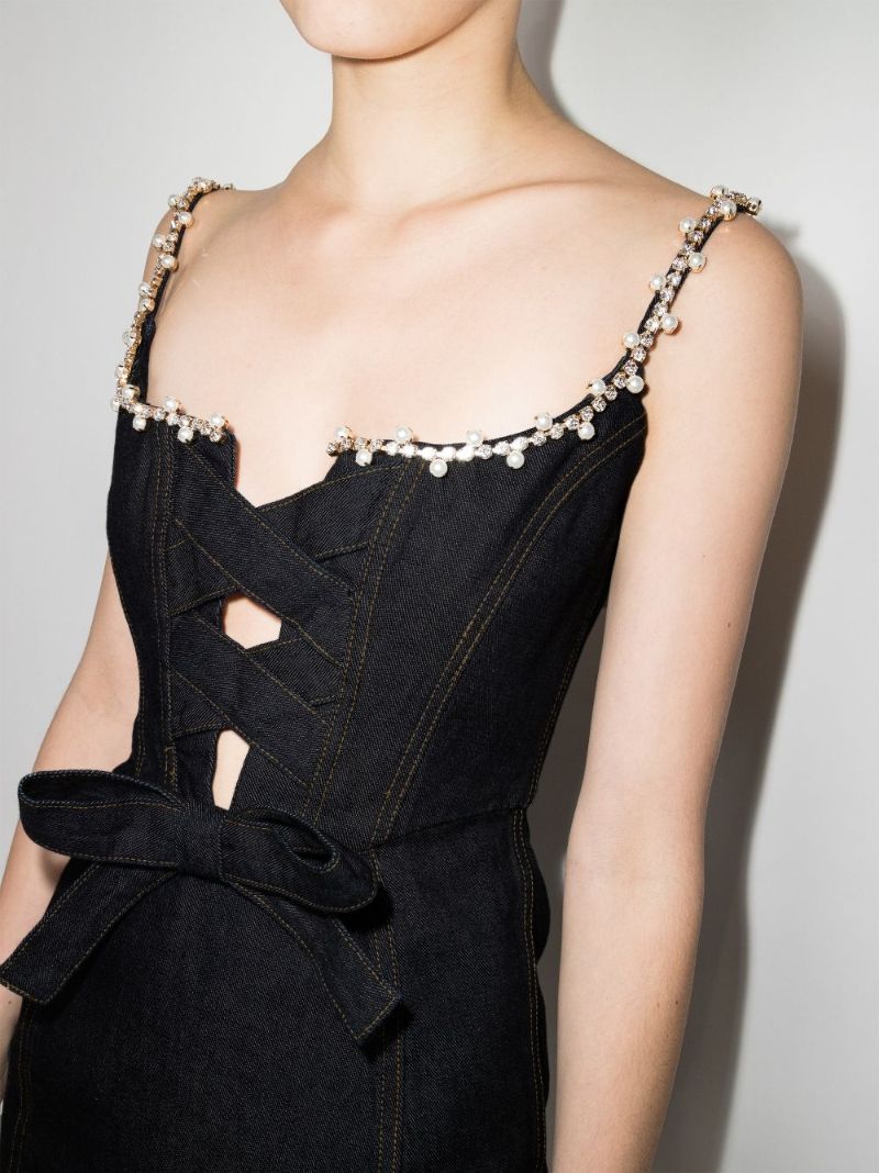 Embellished Denim Mini Dress