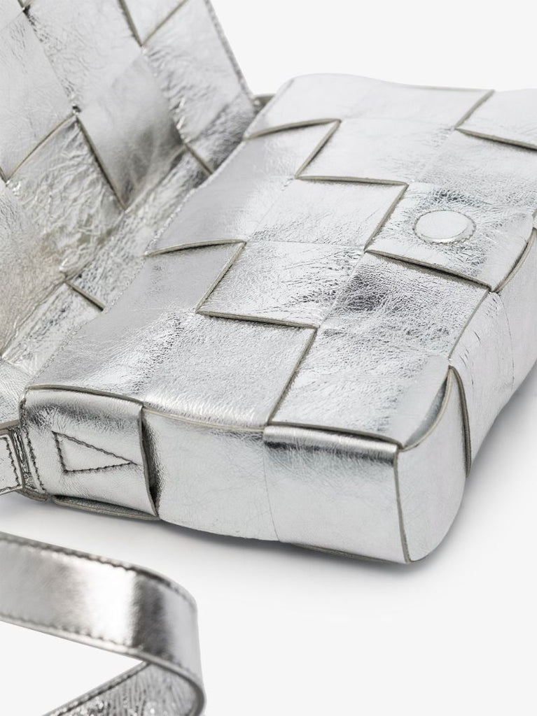 Silver Cassette Leather Shoulder Bag