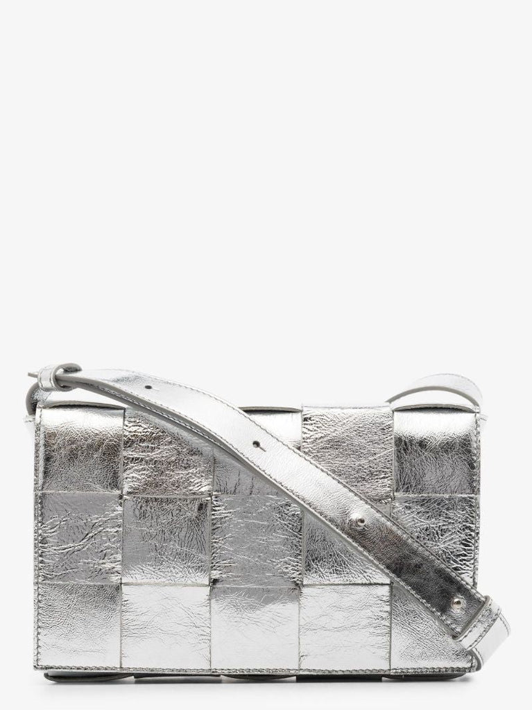 Silver Cassette Leather Shoulder Bag