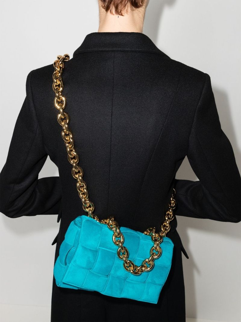 Blue the Chain Cassette Suede Shoulder Bag