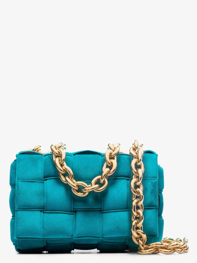 Blue the Chain Cassette Suede Shoulder Bag
