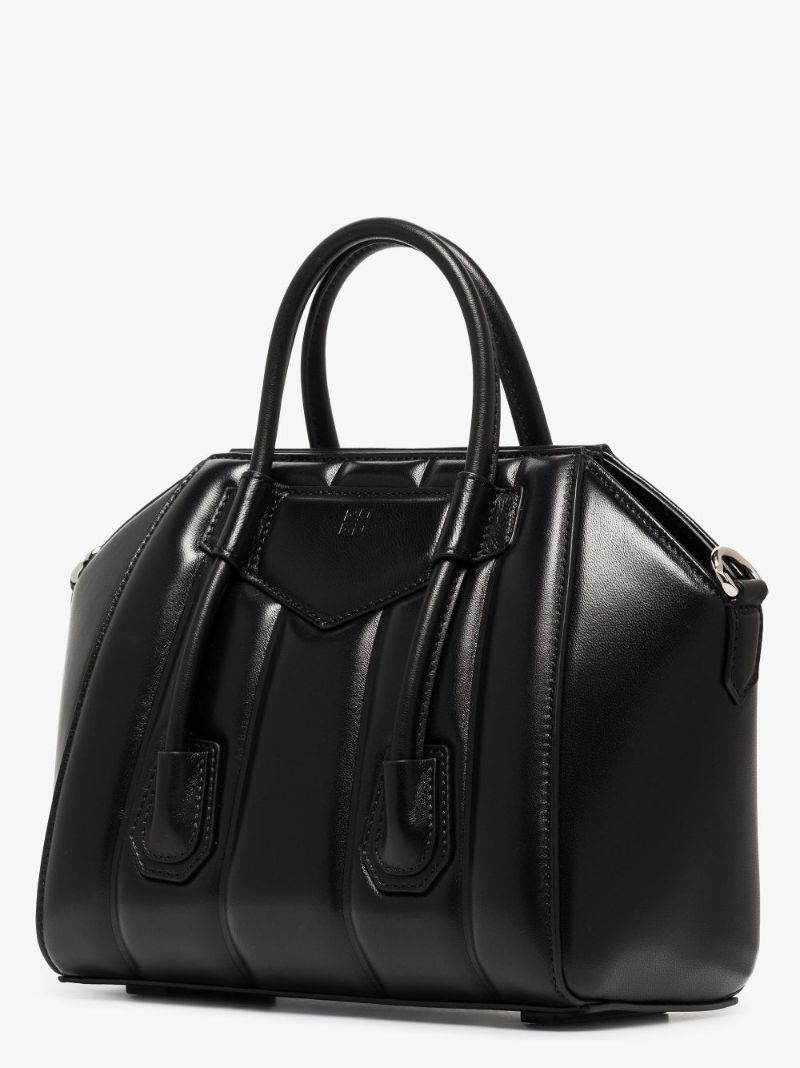 Black Antigona Lock Mini Leather Tote Bag