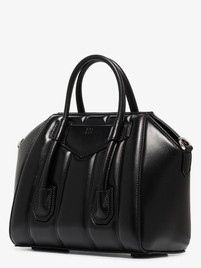 Black Antigona Lock Mini Leather Tote Bag